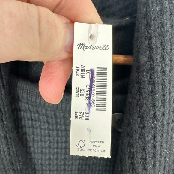 Madewell Merino Wool-Blend Scarf Sweater Jacket Women's Size XL Winter Chic NWT - Picture 5 of 10